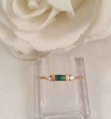 Vintage Jewellery Gold Ring Emerald White Sapphires Antique Deco Dress Jewelry