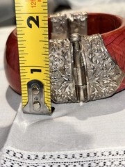 VTG South Asian Dowry Hinged Bone Bangle Silver Repousse Metal Pin Clasp
