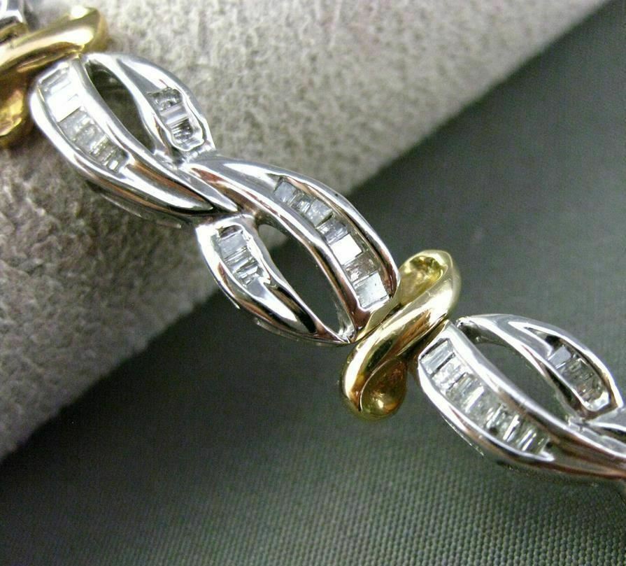 ESTATE 2.0CT BAGUETTE DIAMOND 14KT WHITE & YELLOW GOLD INFINITY TENNIS BRACELET
