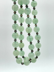 VTG Green Aventurine silver spacers layering endless necklace 32″