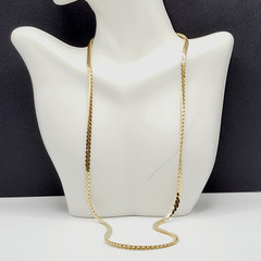 Serpentine Style Shiny Gold Tone Chain Necklace Womens Mens Vintage 24 inch