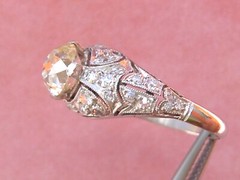 ANTIQUE ART DECO 1.52ct YELLOW EURO DIAMOND PLATINUM ENGAGEMENT RING 1930 sz 6.5
