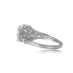 2Ct Art Deco Cushion Cut Lab Created Diamond Wedding 14K White Gold Finish Ring