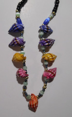 Multi Colors Tiny Ocean Conch Shaped Shell & Glass Bead Necklace 9″ Drop