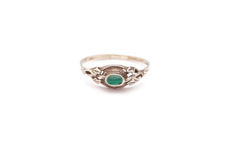 Vintage Sterling Silver 925 Malachite Ring Size 11.75