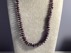 INCREDABLE AUTHENTIC NATURAL AMETHYST LARGE STONE BEAD NECKLACE MUST SEE NR