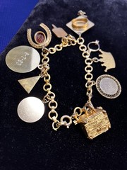 Vintage Story-Telling Charm Bracelet w/ 10 Charms HS College Sororities Wedding