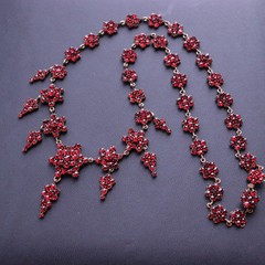 NO TARIFF Antique Bohemian Garnet Necklace Collier Tombac Gilded