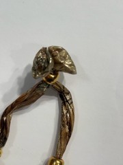 Vintage 1950s Wrapped Foil Bead Necklace Gold Metallic Mid Century Tie Closure