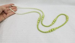 Vintage Celery Green Ombré Graduated in Shade Faux Pearl 41″ Station Necklace