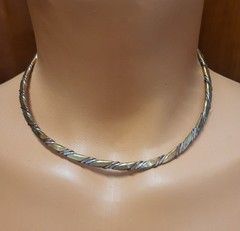 Vintage TANE Hand Fabricated Silver Copper Brass Twisted Wire Neck Collar Choker