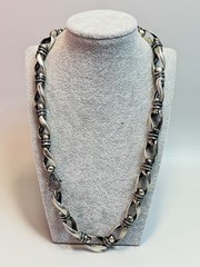 Sterling Silver Men’s Chain Modernist Necklace Twisted Links Capsule Bars 22”