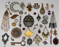 Lot Vtg & Modern Victorian Art Deco Style Pendants Findings Jewelry Craft J1