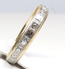 Antique Art Deco 1920’s Diamond Eternity Wedding Band 14KW/Y Ring Size 4.75 UK-J