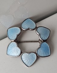 Denmark Sterling Brooch Enamel Heart Pins VB Sky Blue Guilloche – Volmer Bahner
