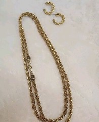 Trifari Gold-Tone 30in rope necklace and Post hoop earrings