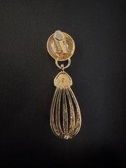 Vintage Gold Tone Cage Tassel Dangle Drop Earrings Runway Statement Jewelry 80s