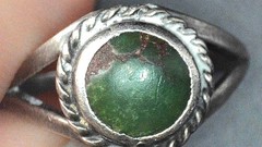 Vintage Sterling Silver Green Turquoise Ring Split Shank Sz 5.5 Southwest Matrix
