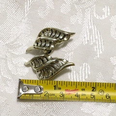 Vintage Coro Silver Tone Shell Shape Earrings Clip Ons signed Mid Century