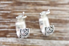 VINTAGE WIRE WORK STERLING SILVER 3/4 HOOP EARRINGS 925 PRETTY HOOPS