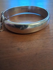 1968 Birmingham 20g Sterling Silver Bangle MCM Hinged Clamper