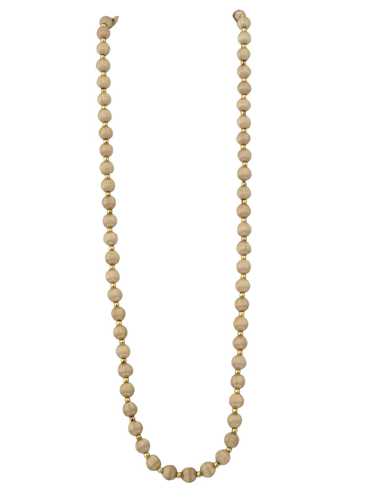 Vintage Silk Thread Wrapped Bead Necklace w/ Gold Bead Spacers