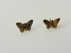 Vintage Style Butterfly Stud Earrings Gold Tone Metal Dainty Jewelry