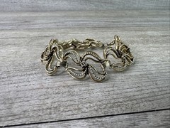 Vintage Unbranded Bracelet Antiqued Gold Tone Textured Waves