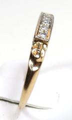 Antique Art Deco 1920 Diamond Wedding Band 14K White Yellow Ring Size 6.75 UK-N