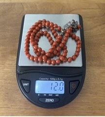 Vintage Mini 4mm Italian Red Coral Necklace Sterling Clasp 16” + 3” Ext = 19”