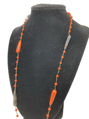 Vintage Art Deco End Of Day Glass Bead Chain Necklace Flapper Style 48in