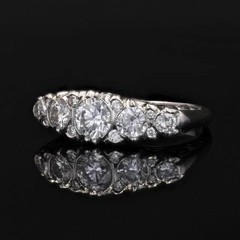 Art Deco Style Round Cut Lab Created Diamond 14K White Gold FN Engagement Ring