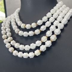 West Germany Lucite White Aurora Borealis Beads Necklace & Clip on Earrings