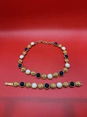 Rare Vintage Monet Nautical Set Rosette Link Collar Necklace & 7″ Link Bracelet