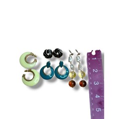 Vintage Pierced Post Earrings Enamel Lucite Various Eras Wearable Condition
