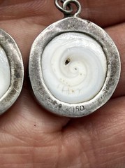 Vtg Sterling Silver 950 Shiva Eye Swirl Shell Drop Dangle Earrings 1.5″