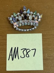 Vintage B David Crown Pin Aurora Borealis Royal AB Brooch
