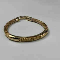 Vintage Avon Bracelet Gold Tone Mesh Tube Chain Fold Over Clasp 6.5″