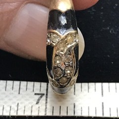 Vintage 18K HGE Gold Plated Black Enamel & Rhinestone Ring varied sizes