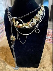 Juicy Couture Vintage Victorian Look Rare Layered Necklace With Dangling Chains