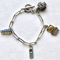 Charm Bracelet Cell Phone Computer Car IT Gift 80s 90s Whimsical Jewelry 7.5”
