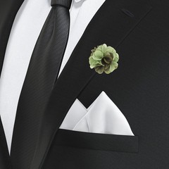 2 Pcs Flower Boutonnieres Pin Lapel Pin for Men Camellia Dark Green/Light Green