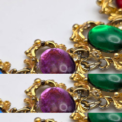 Vintage Victorian Revival Lucite Cabochon Bracelet Gold Tone Rhinestone 7.5″