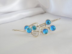 Artisan Sterling Silver 925 Blue Mirano Glass Dangle Earrings