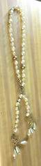 VTG 29″ SIGNED EXP MADE IN KOREA gold tone off white faux pearl knotted Necklace