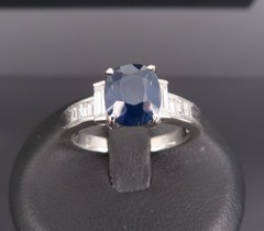 1.89ct GIA Burma No Heat Blue Sapphire & 0.54ct Diamond Platinum Ring Size 7.5
