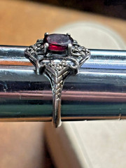 Vintage AVON NV Nevada Silver 925 AMETHYST Ornate Filigree GOTHIC RING sz 8