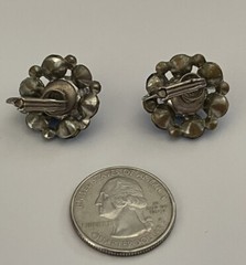 Vintage MCM Prong Set Sparkling Blue Rhinestone Silvertone Screwback Earrings