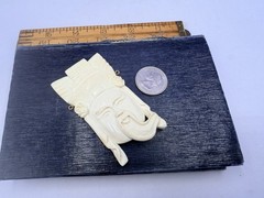 Carved Bleached Cow Bone Face Pendant Findings Vintage RO-DO Rosemary G NOS