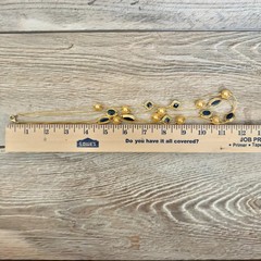 Triple Strand Enamel & Gold Tone Beaded Station Chain Necklace